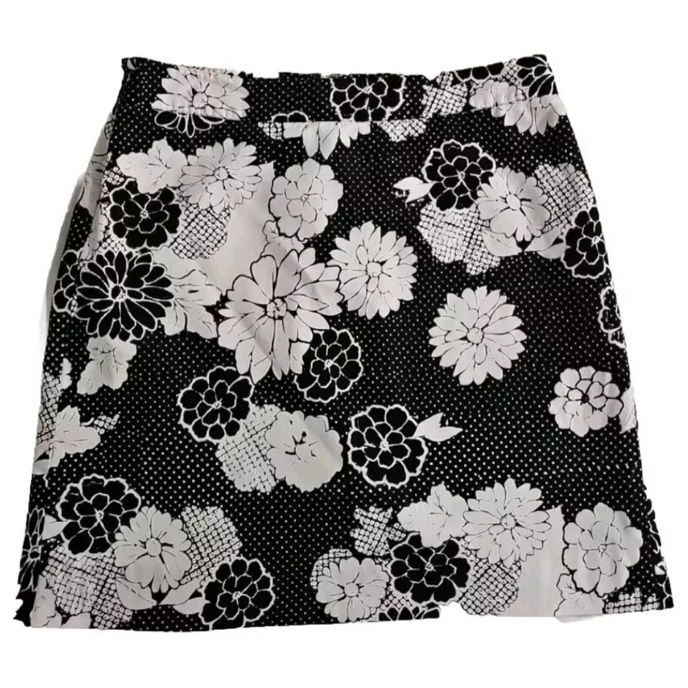 Van Heusen Floral Dot Black and White Cotton Pencil Skirt - Picture 5 of 5
